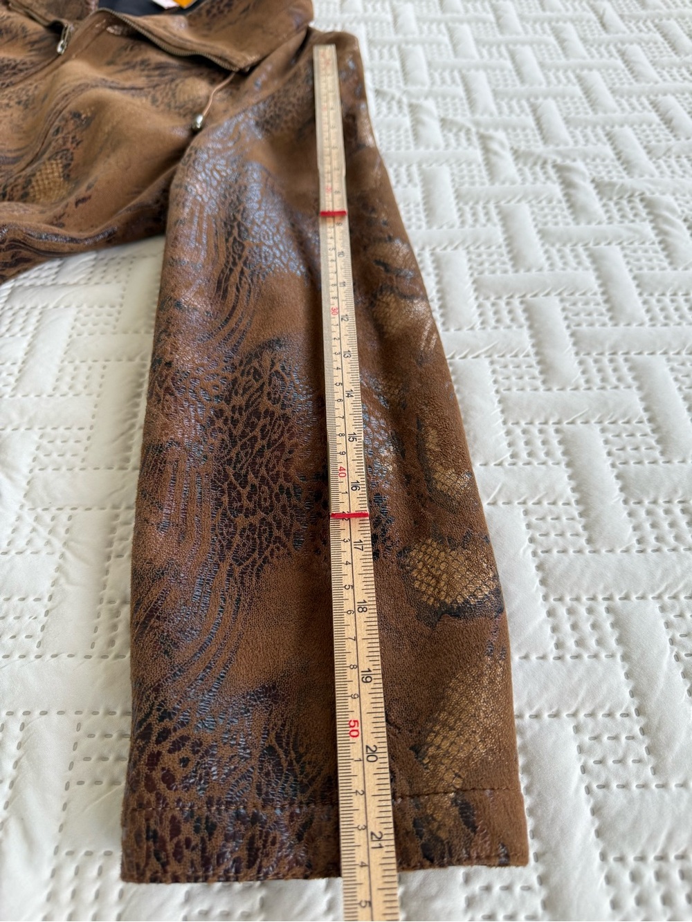 Ruby Rd. Metallic Faux Brown leather Pattern Zip Jacket - Picture 7 of 10